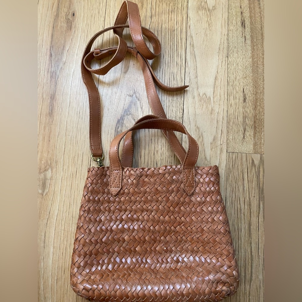Madewell brown woven leather Transport bag